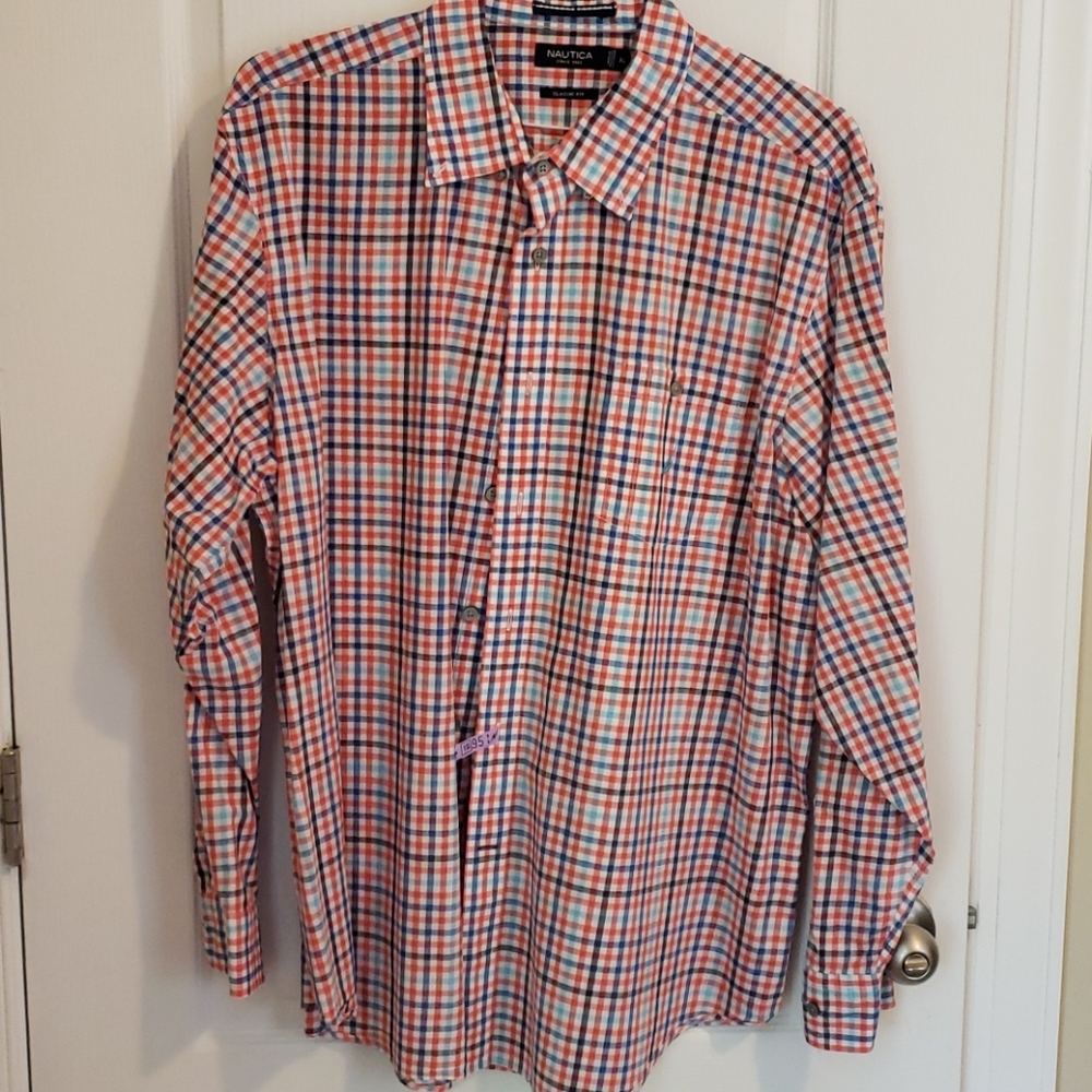 Men's Nautica Plaid Button Down Classic Fit XL